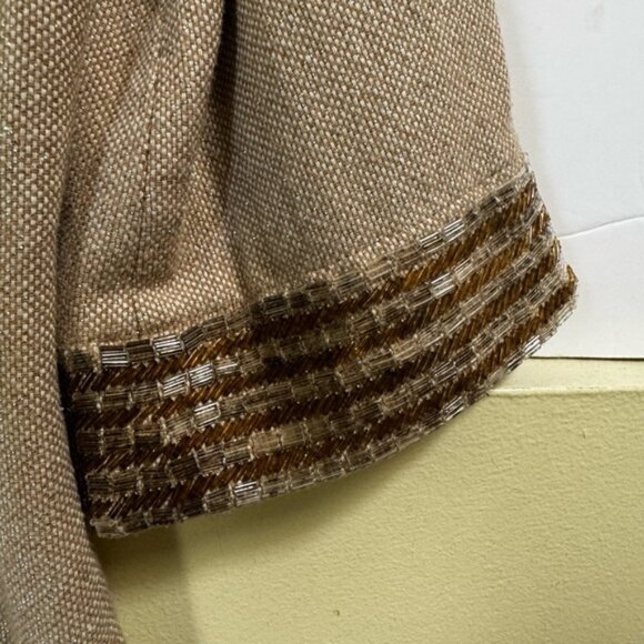 Moschino Vintage Y2K Beaded Gold A Line Mini Dress Metallic Wool Cotton Neutral - Picture 12 of 16